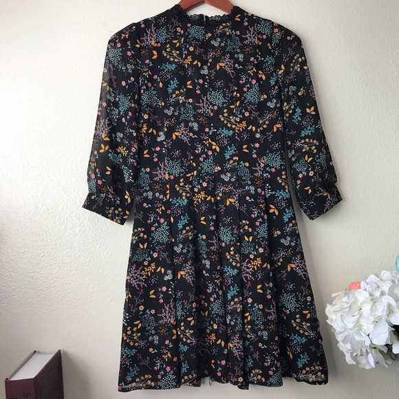mock neck floral dress